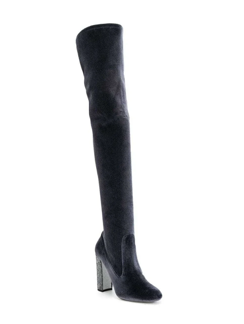 RENE CAOVILLA Swarovski Crystals Over Knee Velvet Boots 39